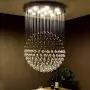 Moooni Modern Ball Crystal Chandelier Lighting Rain Drop Sphere Chandelier LED Flush Mount Ceiling Light Fixture for Staircase Dining Room Dome D 32''x H40''