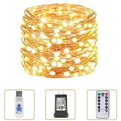 String Lights USB Plug in with Adaptor, 39FT 100 Ultra-Bright and Big LEDs Fairy Lights, Remote Control with 8 Scene Modes, Timer and dimmer Options USB Christmas Lights