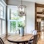 LOG BARN Farmhouse Chandelier, 5-Light Wood Chandelier for Kitchen Island, Dining Room, Weathered White Wood, 16.5’’W x 19’’H