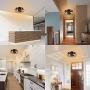 Vintage Metal Cage Flush Mount Ceiling Light - Semi Flush Mount Ceiling Light Fixtures 3-Light E26 Metal Cage for Kitchen Dining Room Living Room