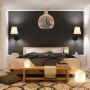 HAITRAL Adjustable Swing Arm Wall Sconces 2 Pack - Bedroom Wall Lamps with White Shade& Black Metal, Plug in& Hardwire Modern Wall Lamps for Bedside, Farmhouse, Kitchen, Bedroom(Bulb is Not Included)