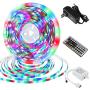 Sunjoyco RGB 12V LED Strip Lights 16.4 FT, Waterproof LED Tape Lights Color Changing LED Strip Lights with Remote for Bedroom Living Room Kitchen TV Bar Home Decoration