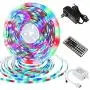 Sunjoyco RGB 12V LED Strip Lights 16.4 FT, Waterproof LED Tape Lights Color Changing LED Strip Lights with Remote for Bedroom Living Room Kitchen TV Bar Home Decoration
