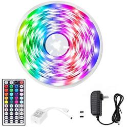 Yutop LED Strip Lights,16.4ft RGB Waterproof 5050 LEDs Tape Light,Flexible Color Changing LED Strip Lights with 44 Key Remote and 12V Power Supply for Bedroom, Living Room,Home Holiday Decoration