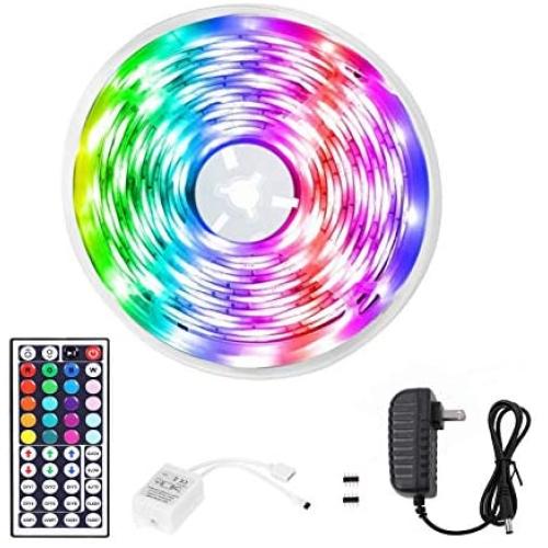 Yutop LED Strip Lights,16.4ft RGB Waterproof 5050 LEDs Tape Light,Flexible Color Changing LED Strip Lights with 44 Key Remote and 12V Power Supply for Bedroom, Living Room,Home Holiday Decoration