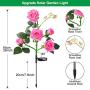 Fuzaws Solar Lights Outdoor Rose Flower, 2 Pack Solar Powered Garden Decorations with 10 Bigger Rose Flower, WaterproofLights for Garden Patio Yard Pathway Decoration (Pink Rose)