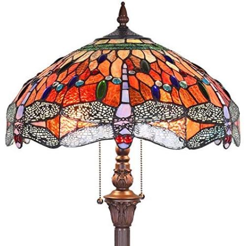 Capulina Hand-Crafted Tiffany Dragonfly Floor Pole Lamp, Tiffany Floor Lamps for Reading, Floor Lamps Tiffany Style Shade, Stained Glass Floor Pole Lamps, Tiffany Standing Lamps (Tall: 70 inches)