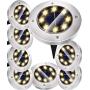 Solar Lights Outdoor Decorative Garden Lights Solar Powered Solar Pathway Lights Solar Ground Lights Waterproof for Yard Patio Landscape Path Disk Lights 8 LED (Warm White 8 Pack)