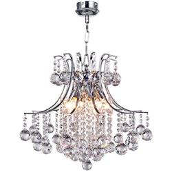 DINGGU Modern 6 Lights Chrome Finish Crystal Chandeliers Flush Mounted Pendant Ceiling Light for Dining Room