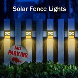 DBF Outdoor Solar Fence Lights, Waterproof Solar Deck Lights Wall Mount LED Decorative Lighting Auto On/Off Solar Patio Lights for Garden Yard Post Decor, 8 Pack (Warm Light)