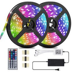 LED Strip Lights,Starlotus RGB 32.8feet/10M Waterproof Flexible Self-Adhesive Led Light Strips,5050 300Leds Color Changing Rope Lights with 44 Keys IR Remote Controller and Power Supply Apply for Home