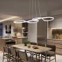 LAKIQ Modern Dimmable LED Hanging Chandelier Pendant Light Fixture Remote Control Dining Room LED Island Lighting for Living Room Bedroom(White, 23.5’’, Stepless Dimming)