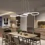 LAKIQ Modern Dimmable LED Hanging Chandelier Pendant Light Fixture Remote Control Dining Room LED Island Lighting for Living Room Bedroom(White, 23.5’’, Stepless Dimming)