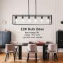 BONLICHT 6 Light Rectangle Chandelier Contemporary Farmhouse Linear Pendant Lighting Black Industrial Vintage Kitchen Island Metal Cage Ceiling Light Fixtures for Living Room Dining Room