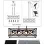 XIPUDA Kitchen Island Pendant Light Fixture Farmhouse Chandeliers Lighting, Pool Table Linear Lights, Wood Metal Frame Hanging Light for Dinning Room (5-Light)