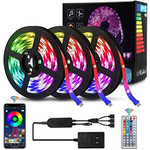 Delicacy 49.2ft LED Strip Lights Music Sync,Color Changing LED Light Strip 5050 RGB Bluetooth App Control,Sensitive Built-in Mic LED Tape Lights with Remote for Home TV Party Decoration