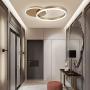 Modern Ceiling Lamp Dimmable LED Flush Mount Ceiling Light Brushed Aluminum 2 Rings Ceiling Light Fixture for Living Room Dining Room Kids Room (Gold)