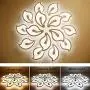 LAKIQ Modern LED Ceiling Light Flush Mount Multi Lights Acrylic Close to Ceiling Chandelier Lighting Fixture Flower Shade for Living Room Bedroom Dining Room (3 Lights, Neutral Light)