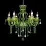 LAKIQ Crystal Modern Chandelier Lighting Fixtures Living Room Bedroom Hanging Pendant Light Candle Candelabras Shape Length Adjustable for Dining Room (Green, 6 Lights)