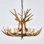 HUITICO Antler Chandelier 6 Light Vintage Style Resin 28'' Large Faux Chandeliers American Countryside Deer Horn Lamps for Living Room, Bar, Cafe, Kitchen, Dining Room
