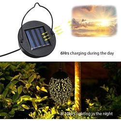 2 Pcs Hanging Solar Lights Solar-Powered Lantern LED Garden Lights Metal Lamp Waterproof for Outdoor Hanging Decor