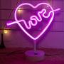 LED Cupids Bow Shape Neon Light Sign Love in Heart Neon Night Lights Pink Neon Letter Sign Marquee Battery USB Operated Table LED Lights for Christmas Birthday Wedding Party Kids Room Living Room