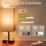 Touch Control Beside Table Lamp, Wesen 3-Way Dimmable Nightstand Lamp with QC 3.0 USB & PD 3.0 Type-C Charging Port & 2 Power Outlets, A19 LED Bulb Included, Classic Desk Lamp for Living Room Bedroom