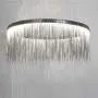 Moooni Round Aluminum Tassel Linear Chandelier Modern Pendant Ceiling Light Fixture for Bedroom Dining Room Kitchen Island Over Table W 24'' x H 14''