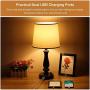 Zermurd Fully Dimmable Bedside Lamp, Bedroom Nightstand Lamp with Two USB Ports Brown Resin Base White Shade Modern Ambient Light for Living Room College Dorm Guest Room, 7W 3000K LED Bulb Included