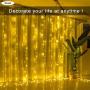 Dooit 9.8ft6.5ft300LED Curtain String Lights 8 Modes 29v UL Plug in Decor for Christmas Party Wedding Ceremony Home Garden Bedroom Indoor/Outdoor （Warm White