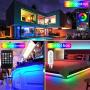 50FT LED Strip Lights,Music Sync LED lights for Bedroom Home Party Decor,RGB Color Changing Rope Light with Remote,Sensitive Built-in Mic App Controlled 12v Ultra Bright,APP+Remote+Mic+3-Button Switch