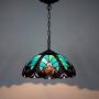 Tiffany Hanging Lamp W16H40 Inch Pendant Light Green Stained Glass Liaison Shade Chandelier Ceiling Fixture S160G WERFACTORY Decorate Dining Room LivingRoom Bedroom Study Office Cafe Bar Hallway Loft