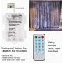 6.6FT X 6.6FT Christmas Curtain Lights Battery Operated Window Backdrop Light Curtain Fairy Light for Room, Sound Activated Music Sync Light Waterproof (White)