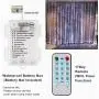 6.6FT X 6.6FT Christmas Curtain Lights Battery Operated Window Backdrop Light Curtain Fairy Light for Room, Sound Activated Music Sync Light Waterproof (White)
