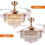 42 Inch Modern Crystal Ceiling Fan With LED Light, EternalUS Retractable 4 Blades Chandelier Fan With Remote Rose Gold Invisible Fan Light Fixture for Indoor Living Room Dining Room Bedroom Decoration 42 Inch Modern Crystal Ceiling Fan With LED Light, EternalUS Retractable 4 Blades Chandelier Fan With Remote Rose Gold Invisible Fan Light Fixture for Indoor Living Room Dining Room Bedroom Decoration