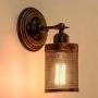 Wall Sconce Industrial Vintage Light 2 Pack, MOONKIST Rustic Fixtures Edison Style Wall Light LED Retro Metal Single Head for Garage Gate Porch Adjustable Wall lamp Cage Nets (No Bulb)