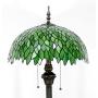 Tiffany Floor Standing Lamp W16H64 Inch 2E26 Stained Glass Green Wisteria Style Shade Antique Reading Lighting Base S523 WERFACTORY LAMPS Bedroom Living Room Bedside Table Bookcase Dresser Lover Gifts