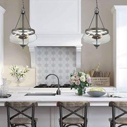 KSANA Glass Pendant Chandeliers for Dining Room, Kitchen Island, 12.5'' D