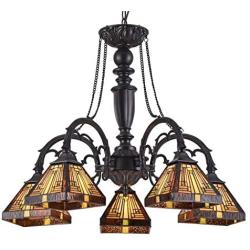 Chloe Lighting Tiffany Style 5-Light Blackish Bronze/Art Glass Chandelier