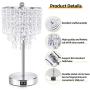 Touch Control Crystal Table Lamp with Fast Dual USB Charging Ports, 3-Way Dimmable Bedside Lamp, Nightstand Lamp for Living Room, Bedroom, Guest Room (E26 Edison Bulb Included)