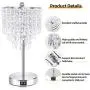 Touch Control Crystal Table Lamp with Fast Dual USB Charging Ports, 3-Way Dimmable Bedside Lamp, Nightstand Lamp for Living Room, Bedroom, Guest Room (E26 Edison Bulb Included)