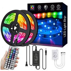 LED Strip Lights,32.8ft RGB 300LEDs Waterproof Light Strip Kits with infrared 44 Key, Suitable for Room,TV, Ceiling, Cupboard Bar Home Decoration