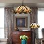 Capulina Tiffany Dining Table Lights, 16 Inch Wide Hanging Tiffany Style Lamp, 2-Light Stained Glass Lighting Fixtures, Stained Glass Dining Room Lights, Beautiful Victorian Tiffany Pendant Lights