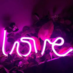 Fancci Pink Love Neon Sign, Decorative Neon Signs for Wall Decor, Cute Neon Light Sign, USB/Battery Love Led Signs Neon Lights for Bedroom, Kids Room, Party, Christmas, New Year Decor (Pink)