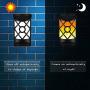 Solar Flame Lights Outdoor, Fitybow Waterproof Flickering Flame Solar Lights Dark Sensor Auto On/Off 66 LED Solar Powered Wall Mounted Night Lights Lattice Design for Patio Deck Driveway (2Packs)