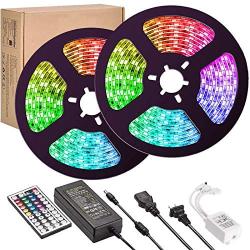 LED Strip Lights,UMICKOO Upgraded 10M/32.8feet Flexible Strip Light SMD 5050 RGB 300 LEDs with 44 Key Remote Controller, Multi-Color Changing Light Strips for Ceiling Bar Counter Cabinet Decoration