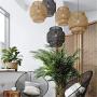 BAYCHEER Asian Cylinder Pendant Light Adjustable Cord Woven Natural Wooden Handcraft Pendant Lighting in Wood Rustic Ceiling Lamp Chandelier Fixture for Dining Room Living Room Restaurant,15