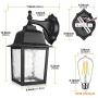 Dusk to Dawn Sensor Outdoor Wall Lantern Waterproof Exterior Wall Mount Lights, E26 LED Bulb Included, Anti-Rust Aluminum Matte Black Wall Sconce with Water Glass Shade for Garage, Patio, Hallway