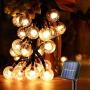 Globe Outdoor Solar String Lights, 39.4Ft 100LED  Waterproof Solar Powered Outdoor Lights, 8 Modes Crystal Balls Decorative Fairy Lighting for Christmas Lights ,Tree, Patio,Garden, Yard--Yellow
