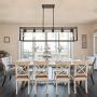 BONLICHT 6 Light Farmhouse Chandeliers Rectangle Oil Rubbed Bronze Dining Room Lighting Fixtures Hanging, Industrial Vintage Kitchen Island Cage Pendant Light Rustic Metal Flush Mount Ceiling Light